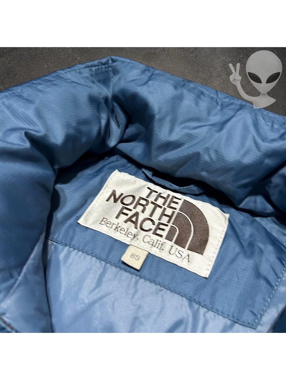 The North Face Nuptse 700 Down Puffer Jacket Womens Size M Blue Brown Vintage - Picture 5 of 8